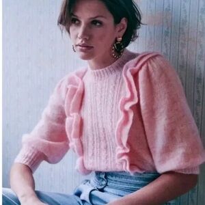 Sezane Blair Super Kid Mohair Jumper Sweater in Rose Size S Pink Like New